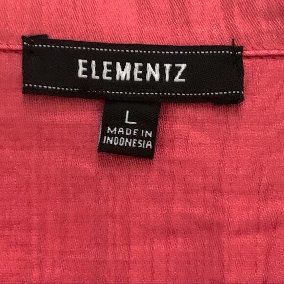 Elementz Blouse Jacket Shacket Orange Coral Shimmer Roll Tab Sleeves Large - Picture 2 of 13